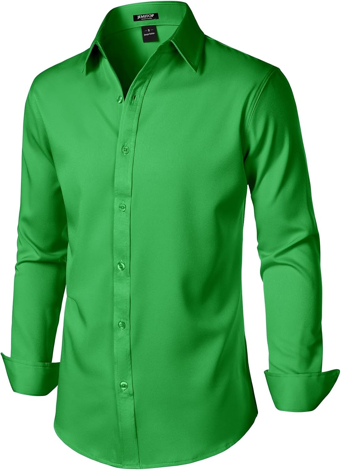 image:imageJEMITOP Mens Stretch WrinkleFree Soft Dress ShirtsShamrock Green