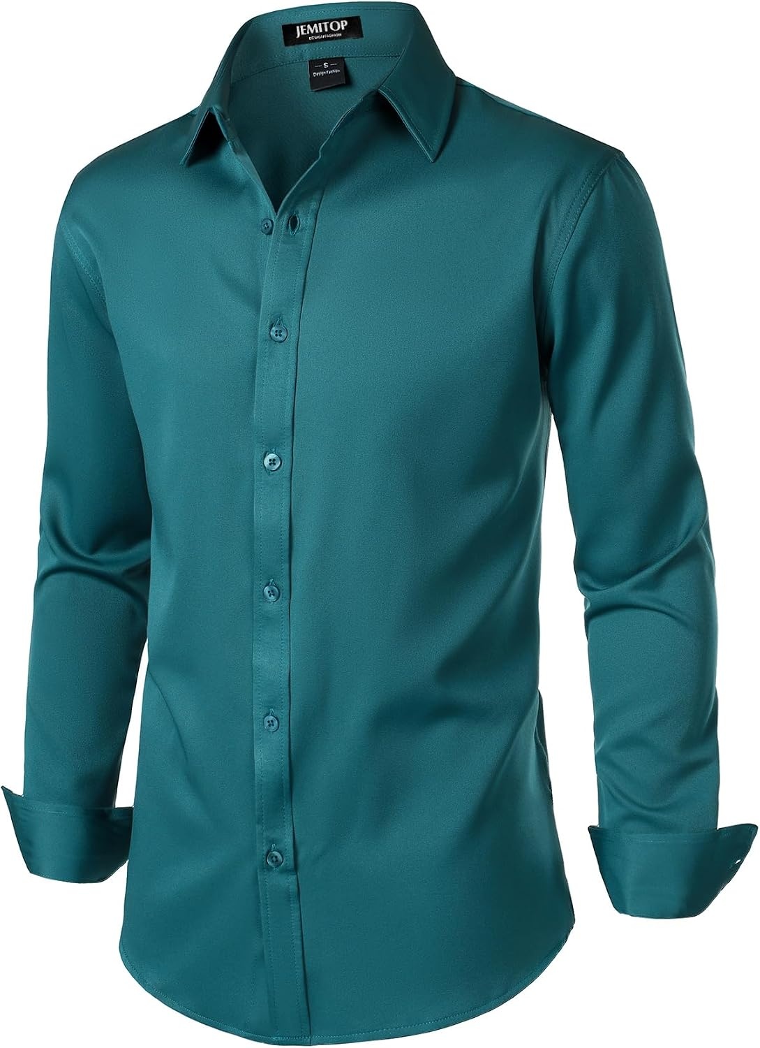 image:imageJEMITOP Mens Stretch WrinkleFree Soft Dress ShirtsTeal