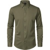 JEMITOP Mens Stretch Wrinkle-Free Soft Dress Shirts(Army Green)