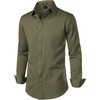 JEMITOP Mens Stretch Wrinkle-Free Soft Dress Shirts(Army Green)