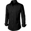 JEMITOP Mens Stretch Wrinkle-Free Soft Dress Shirts(Black)