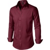 JEMITOP Mens Stretch Wrinkle-Free Soft Dress Shirts(Burgundy)