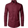 JEMITOP Mens Stretch Wrinkle-Free Soft Dress Shirts(Burgundy)