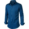 JEMITOP Mens Stretch Wrinkle-Free Soft Dress Shirts(Dark Blue)