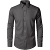 JEMITOP Mens Stretch Wrinkle-Free Soft Dress Shirts(Dark Grey)