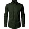 JEMITOP Mens Stretch Wrinkle-Free Soft Dress Shirts(Deep Forest Green)