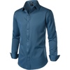 JEMITOP Mens Stretch Wrinkle-Free Soft Dress Shirts(Dusty Blue)