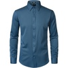 JEMITOP Mens Stretch Wrinkle-Free Soft Dress Shirts(Dusty Blue)