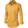 JEMITOP Mens Stretch Wrinkle-Free Soft Dress Shirts(Gold)