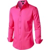 JEMITOP Mens Stretch Wrinkle-Free Soft Dress Shirts(Hot Pink)