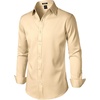 JEMITOP Mens Stretch Wrinkle-Free Soft Dress Shirts(Khaki)