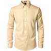 JEMITOP Mens Stretch Wrinkle-Free Soft Dress Shirts(Khaki)