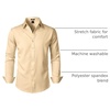 JEMITOP Mens Stretch Wrinkle-Free Soft Dress Shirts(Khaki)