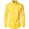 JEMITOP Mens Stretch Wrinkle-Free Soft Dress Shirts(Lemon Yellow)