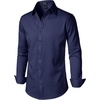 JEMITOP Mens Stretch Wrinkle-Free Soft Dress Shirts(Navy Blue)