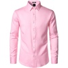JEMITOP Mens Stretch Wrinkle-Free Soft Dress Shirts(Pink)