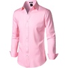 JEMITOP Mens Stretch Wrinkle-Free Soft Dress Shirts(Pink)