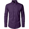 JEMITOP Mens Stretch Wrinkle-Free Soft Dress Shirts(Purple)