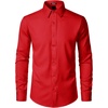 JEMITOP Mens Stretch Wrinkle-Free Soft Dress Shirts(Red)