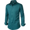 JEMITOP Mens Stretch Wrinkle-Free Soft Dress Shirts(Teal)