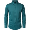 JEMITOP Mens Stretch Wrinkle-Free Soft Dress Shirts(Teal)