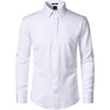 JEMITOP Mens Stretch Wrinkle-Free Soft Dress Shirts(White)