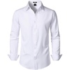 JEMITOP Mens Stretch Wrinkle-Free Soft Dress Shirts(White)