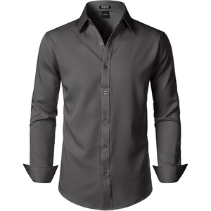 JEMITOP Mens Stretch Wrinkle-Free Soft Dress Shirts(Dark Grey)