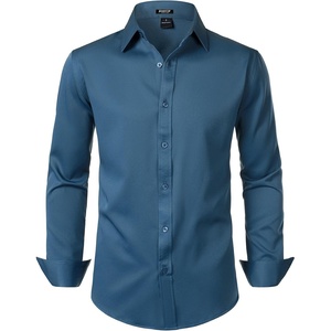 JEMITOP Mens Stretch Wrinkle-Free Soft Dress Shirts(Dusty Blue)
