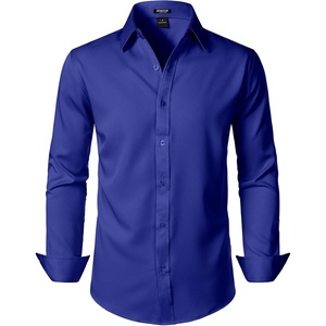 JEMITOP Mens Stretch Wrinkle-Free Soft Dress Shirts(Royal Blue)