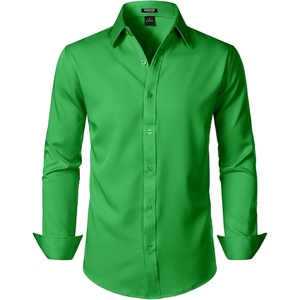 JEMITOP Mens Stretch Wrinkle-Free Soft Dress Shirts(Shamrock Green)