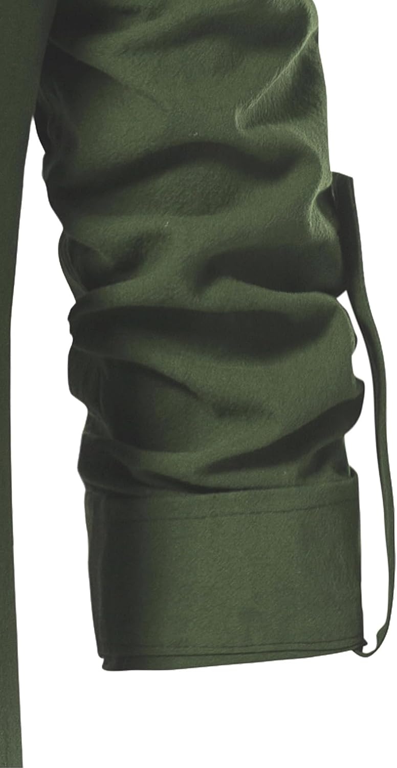 image:imageJEMITOP Mens Pure Cotton Renaissance Lace Up ShirtArmy Green