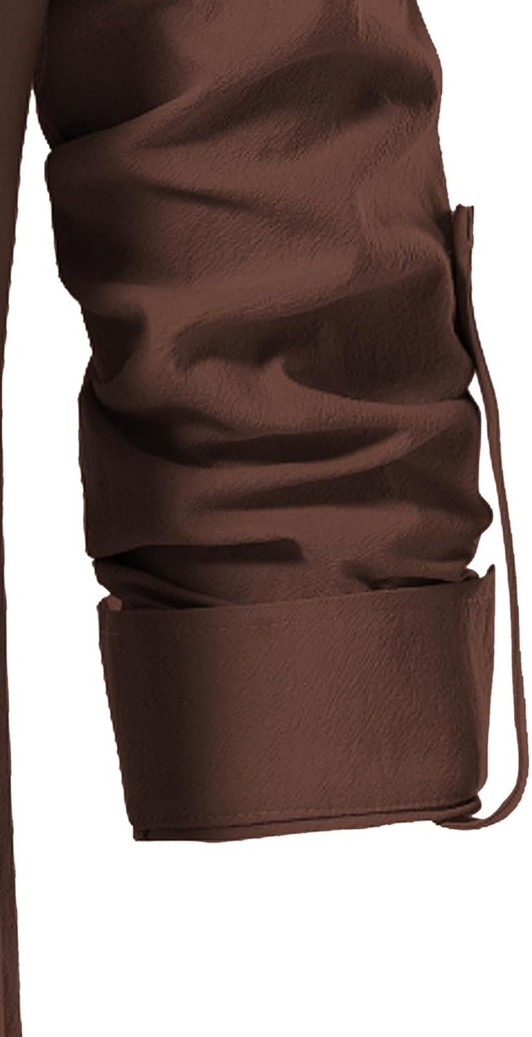 image:imageJEMITOP Mens Pure Cotton Renaissance Lace Up ShirtBrown