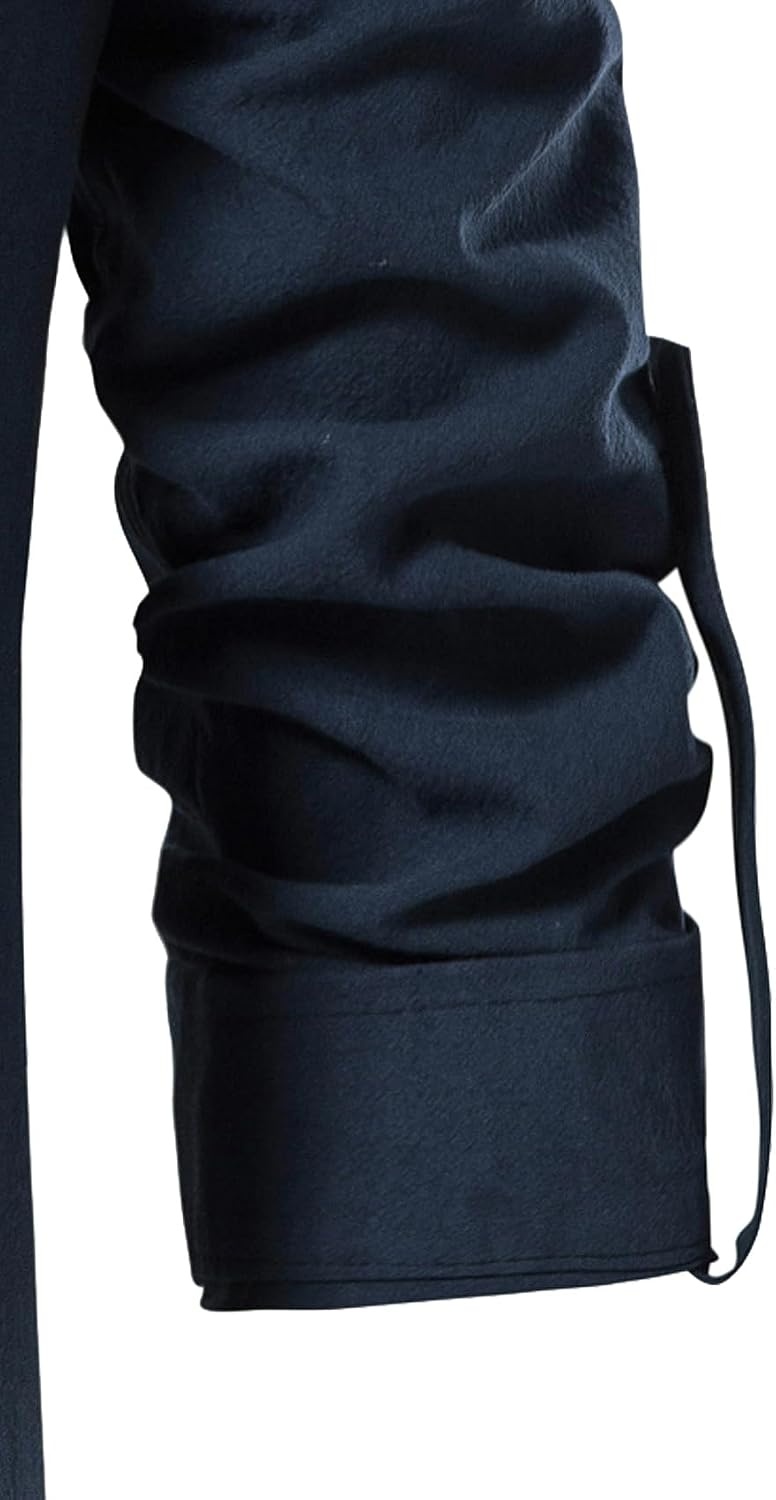 image:imageJEMITOP Mens Pure Cotton Renaissance Lace Up ShirtNavy Blue