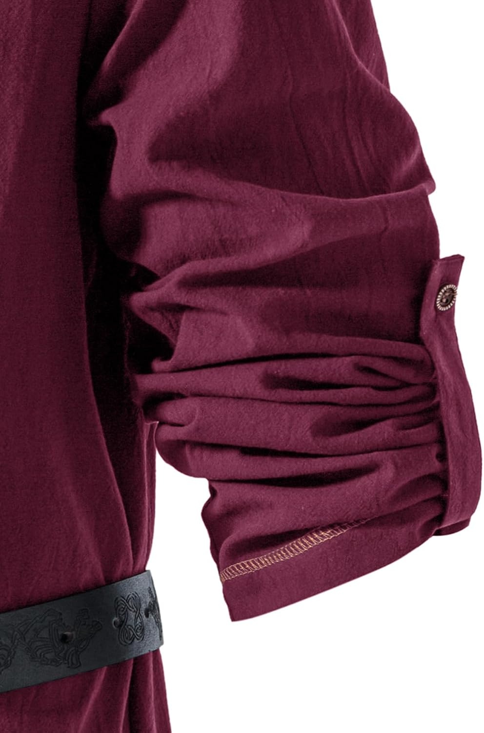 image:imageJEMITOP Mens Pure Cotton Vintage Shirt Renaissance Costume Without BeltBurgundy