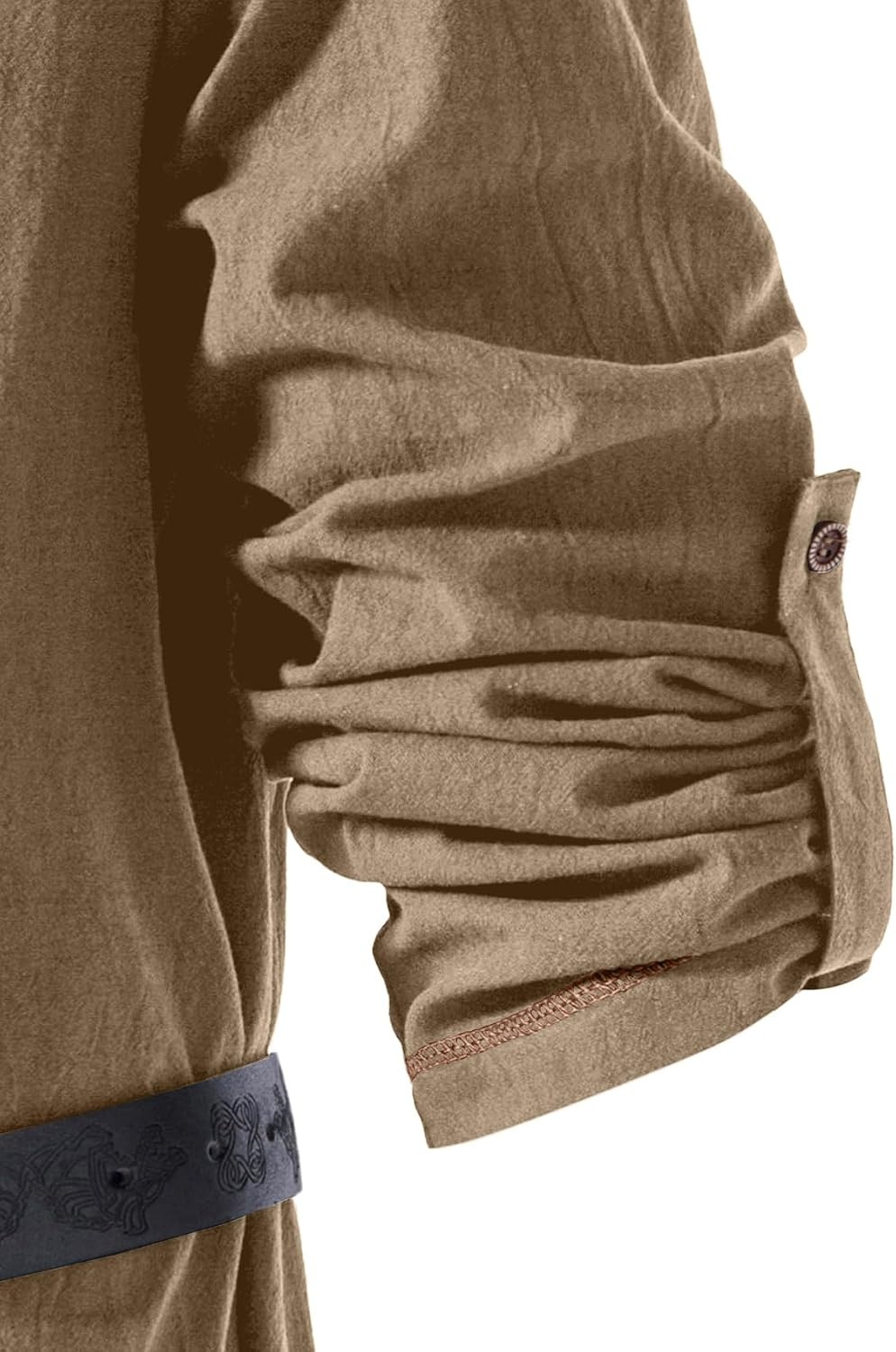 image:imageJEMITOP Mens Pure Cotton Vintage Shirt Renaissance Costume Without BeltDark Khaki