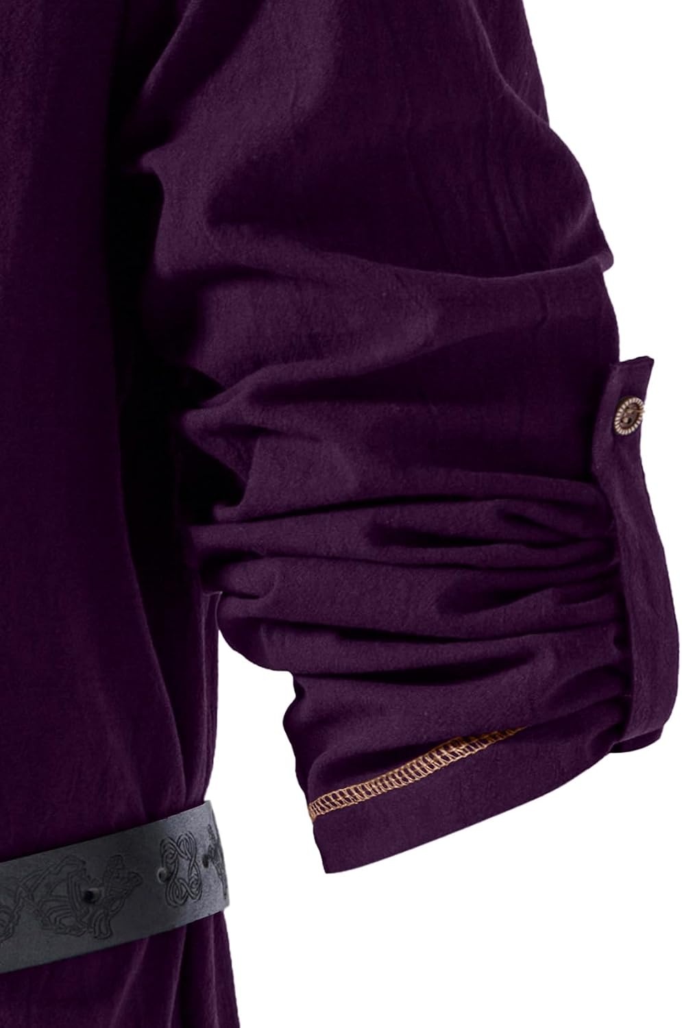 image:imageJEMITOP Mens Pure Cotton Vintage Shirt Renaissance Costume Without BeltPurple