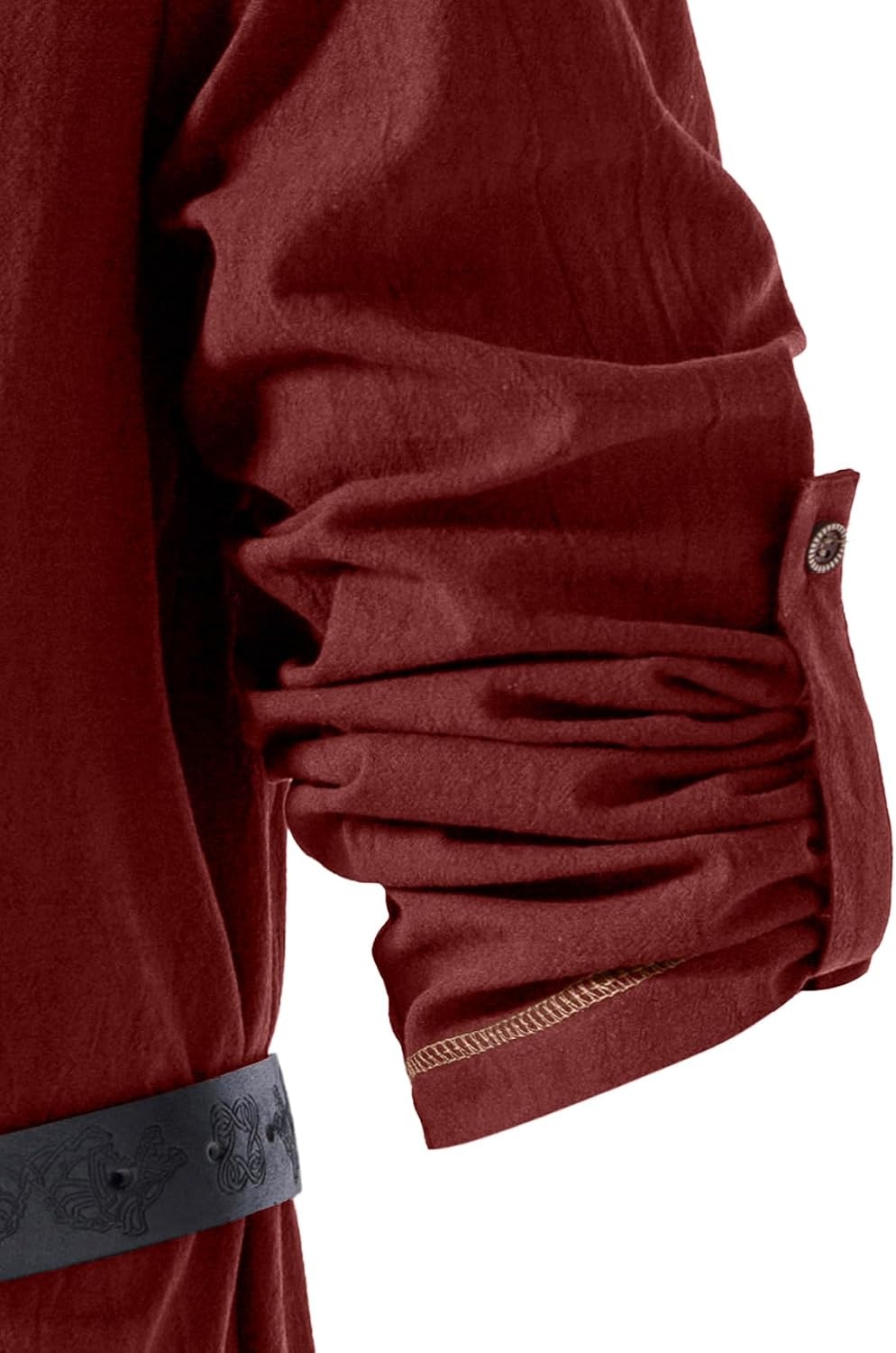 image:imageJEMITOP Mens Pure Cotton Vintage Shirt Renaissance Costume Without BeltRust Red