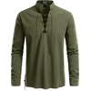 JEMITOP Men’s Pure Cotton Renaissance Lace Up Shirt(Army Green Retro)
