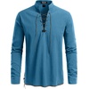 JEMITOP Men’s Pure Cotton Renaissance Lace Up Shirt(Blue)