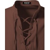 JEMITOP Men’s Pure Cotton Renaissance Lace Up Shirt(Brown)
