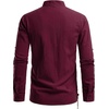JEMITOP Men’s Pure Cotton Renaissance Lace Up Shirt(Burgundy Retro)