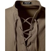 JEMITOP Men’s Pure Cotton Renaissance Lace Up Shirt(Coffee)