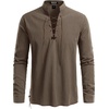 JEMITOP Men’s Pure Cotton Renaissance Lace Up Shirt(Coffee Retro)