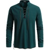 JEMITOP Men’s Pure Cotton Renaissance Lace Up Shirt(Dark Green Retro)