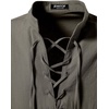JEMITOP Men’s Pure Cotton Renaissance Lace Up Shirt(Dark Grey)
