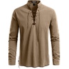 JEMITOP Men’s Pure Cotton Renaissance Lace Up Shirt(Dark Khaki)