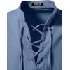 JEMITOP Men’s Pure Cotton Renaissance Lace Up Shirt(Indigo Blue)