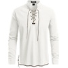 JEMITOP Men’s Pure Cotton Renaissance Lace Up Shirt(Ivory White)
