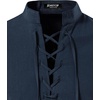 JEMITOP Men’s Pure Cotton Renaissance Lace Up Shirt(Navy Blue)